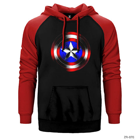 Captain America Shield 2 Çift Renk Reglan Kol Sweatshirt / Hoodie