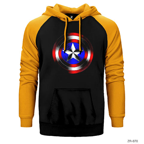 Captain America Shield 2 Çift Renk Reglan Kol Sweatshirt / Hoodie