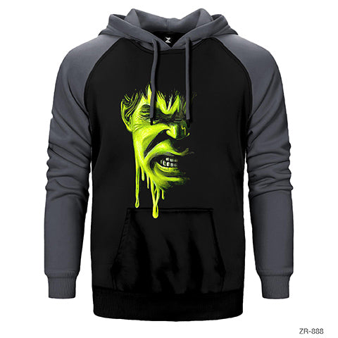Hulk Painting Çift Renk Reglan Kol Sweatshirt / Hoodie