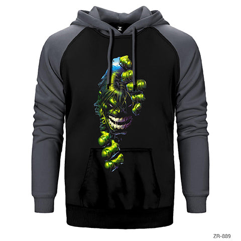 Hulk Angry Çift Renk Reglan Kol Sweatshirt / Hoodie