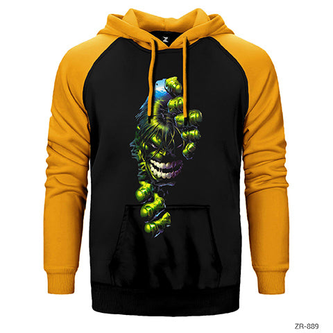 Hulk Angry Çift Renk Reglan Kol Sweatshirt / Hoodie