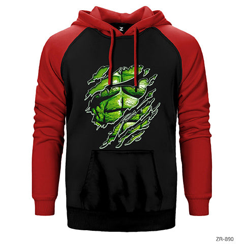 Hulk Body Çift Renk Reglan Kol Sweatshirt / Hoodie