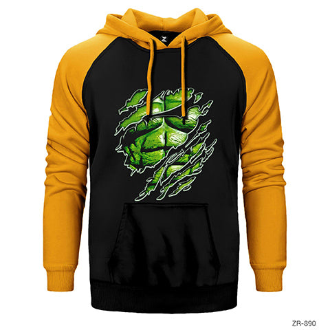 Hulk Body Çift Renk Reglan Kol Sweatshirt / Hoodie
