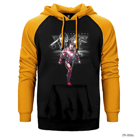 Iron Man Digital Çift Renk Reglan Kol Sweatshirt / Hoodie