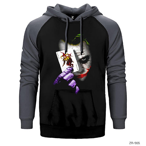 Joker Card Çift Renk Reglan Kol Sweatshirt / Hoodie