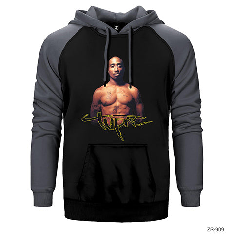 Tupac Shakur Çift Renk Reglan Kol Sweatshirt / Hoodie