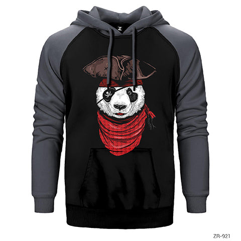 Panda Korsan Çift Renk Reglan Kol Sweatshirt / Hoodie