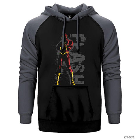 The Flash Grunge Çift Renk Reglan Kol Sweatshirt / Hoodie