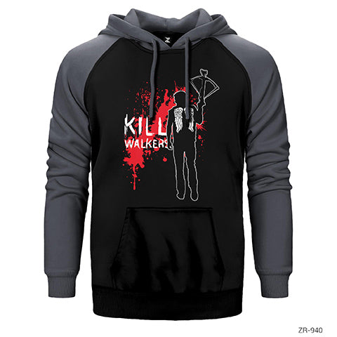 The Walking Dead Daryl Kill Walkers Çift Renk Reglan Kol Sweatshirt / Hoodie