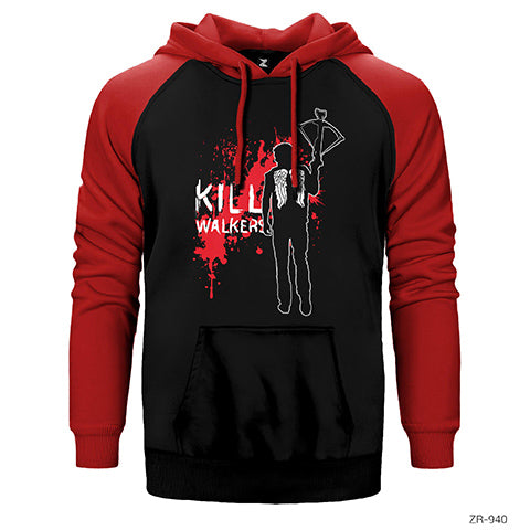 The Walking Dead Daryl Kill Walkers Çift Renk Reglan Kol Sweatshirt / Hoodie