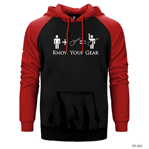 Guitar Know Your Gear Çift Renk Reglan Kol Sweatshirt / Hoodie