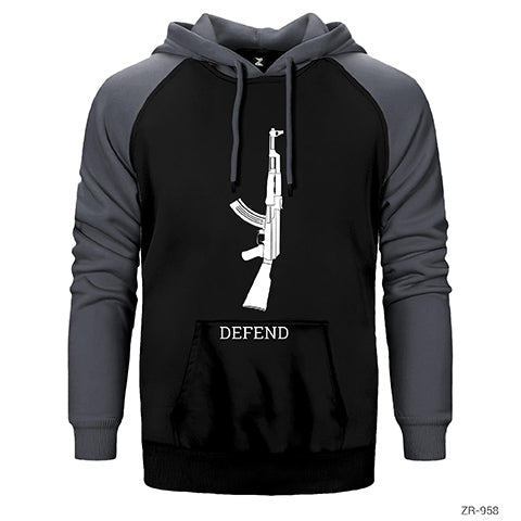 Defend Çift Renk Reglan Kol Sweatshirt / Hoodie