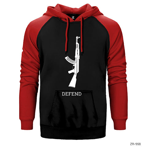Defend Çift Renk Reglan Kol Sweatshirt / Hoodie