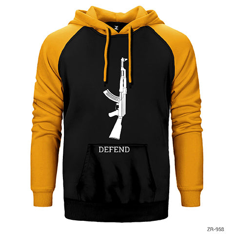 Defend Çift Renk Reglan Kol Sweatshirt / Hoodie