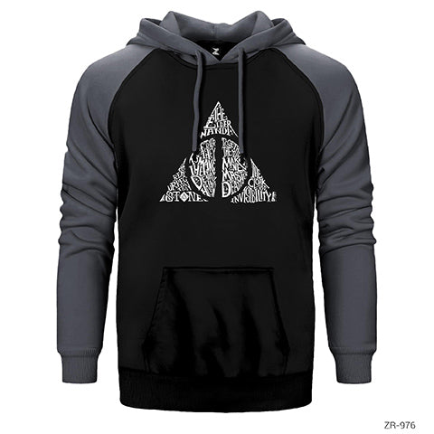 Harry Potter Death Hallows Çift Renk Reglan Kol Sweatshirt / Hoodie