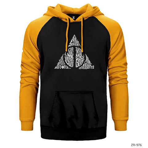 Harry Potter Death Hallows Çift Renk Reglan Kol Sweatshirt / Hoodie