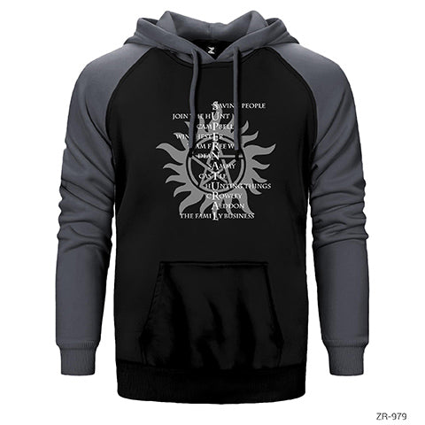 Super Natural Saving People Çift Renk Reglan Kol Sweatshirt / Hoodie