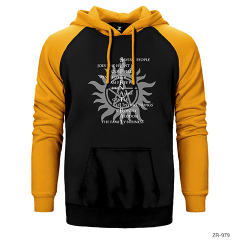Super Natural Saving People Çift Renk Reglan Kol Sweatshirt / Hoodie