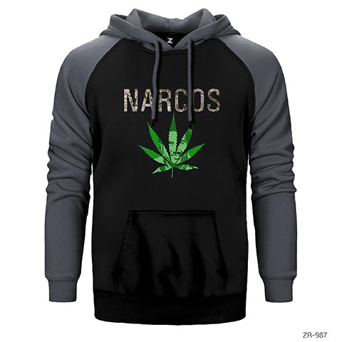 Narcos Marijuana Çift Renk Reglan Kol Sweatshirt / Hoodie