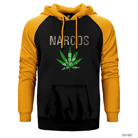 Narcos Marijuana Çift Renk Reglan Kol Sweatshirt / Hoodie