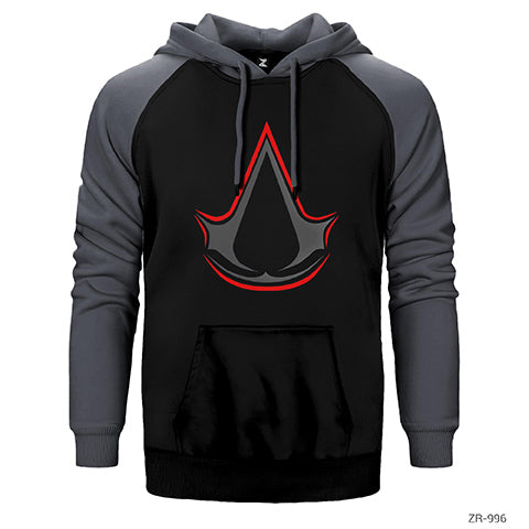 Assassins Creed Logo Redline Çift Renk Reglan Kol Sweatshirt / Hoodie