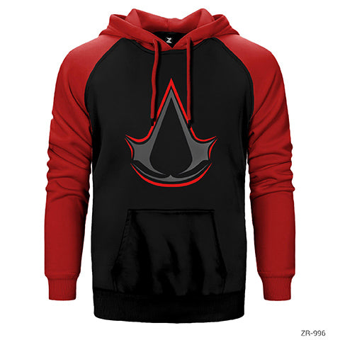 Assassins Creed Logo Redline Çift Renk Reglan Kol Sweatshirt / Hoodie