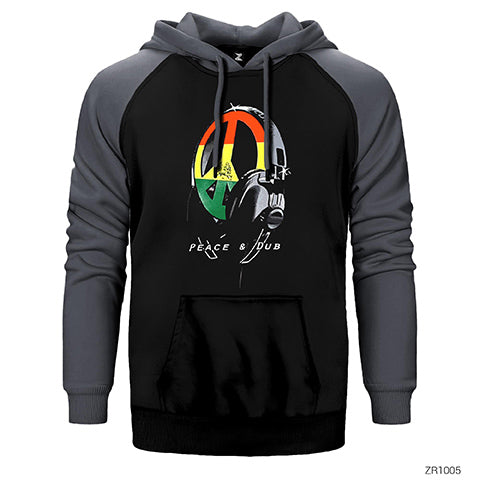 Peace Dub Headphone Çift Renk Reglan Kol Sweatshirt / Hoodie