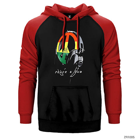 Peace Dub Headphone Çift Renk Reglan Kol Sweatshirt / Hoodie