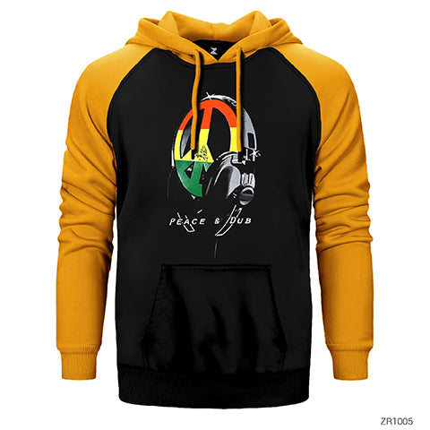 Peace Dub Headphone Çift Renk Reglan Kol Sweatshirt / Hoodie
