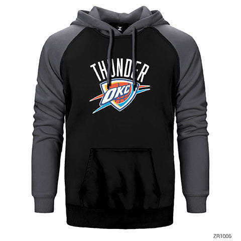 Oklahama Thunder Logo Çift Renk Reglan Kol Sweatshirt / Hoodie