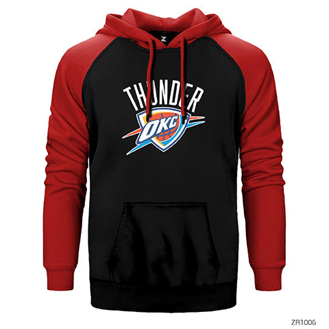 Oklahama Thunder Logo Çift Renk Reglan Kol Sweatshirt / Hoodie