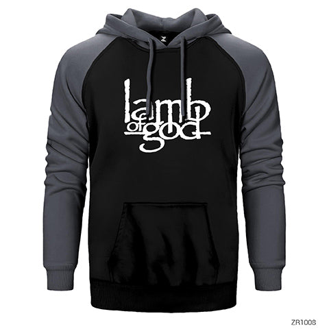 Lamb of God Logo Çift Renk Reglan Kol Sweatshirt / Hoodie