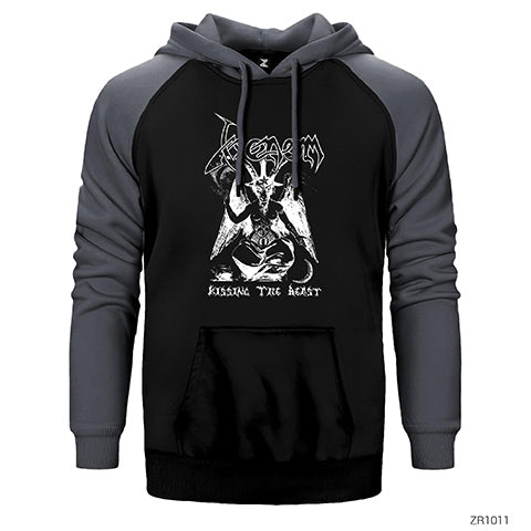 Venom Kissing the Beast Çift Renk Reglan Kol Sweatshirt / Hoodie