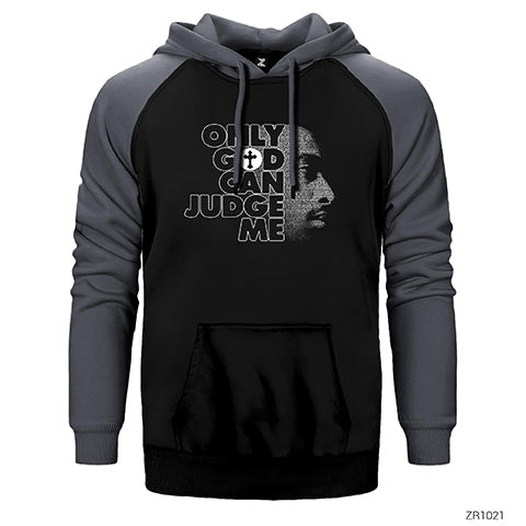 Tupac Shakur Only God Can Judge Me Çift Renk Reglan Kol Sweatshirt / Hoodie