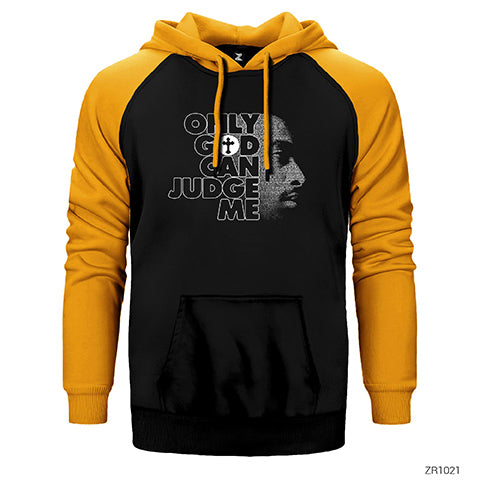 Tupac Shakur Only God Can Judge Me Çift Renk Reglan Kol Sweatshirt / Hoodie