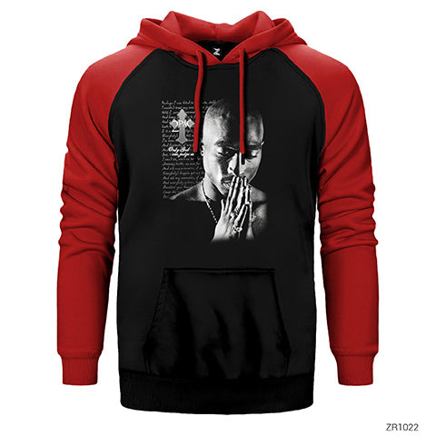 Tupac Shakur Only God XXX Çift Renk Reglan Kol Sweatshirt / Hoodie
