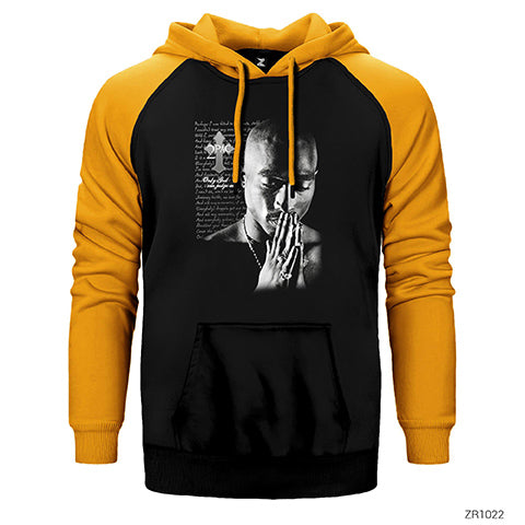 Tupac Shakur Only God XXX Çift Renk Reglan Kol Sweatshirt / Hoodie