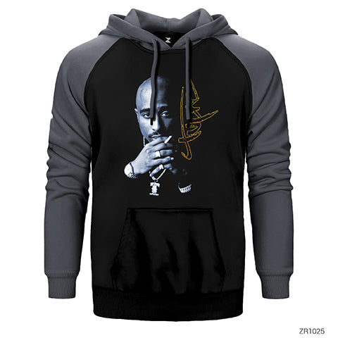 Tupac Shakur Smoke Çift Renk Reglan Kol Sweatshirt / Hoodie
