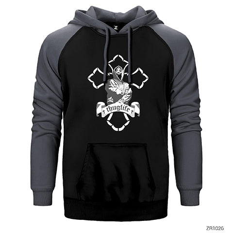 Tupac Shakur Thug Life Çift Renk Reglan Kol Sweatshirt / Hoodie