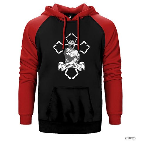 Tupac Shakur Thug Life Çift Renk Reglan Kol Sweatshirt / Hoodie