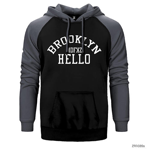 Brooklyn Hello Çift Renk Reglan Kol Sweatshirt / Hoodie