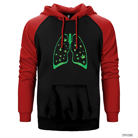 Cannabis Lifted Weed Çift Renk Reglan Kol Sweatshirt / Hoodie