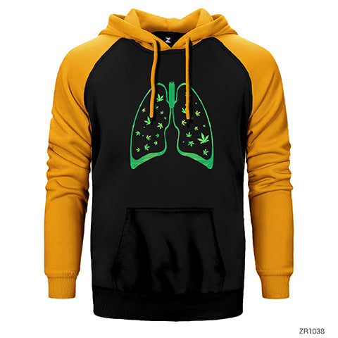 Cannabis Lifted Weed Çift Renk Reglan Kol Sweatshirt / Hoodie