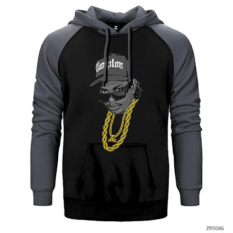 Eazy E Campton Stencil Çift Renk Reglan Kol Sweatshirt / Hoodie