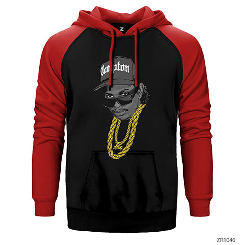 Eazy E Campton Stencil Çift Renk Reglan Kol Sweatshirt / Hoodie