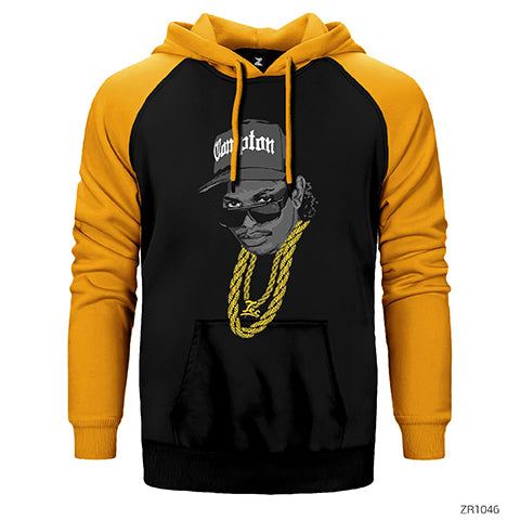 Eazy E Campton Stencil Çift Renk Reglan Kol Sweatshirt / Hoodie