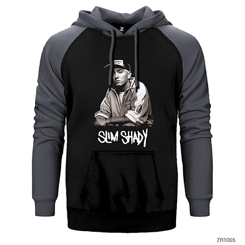 Eminem Slim Shady 08 Çift Renk Reglan Kol Sweatshirt / Hoodie
