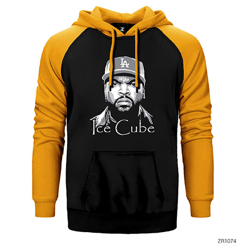 Ice Cube BW Çift Renk Reglan Kol Sweatshirt / Hoodie