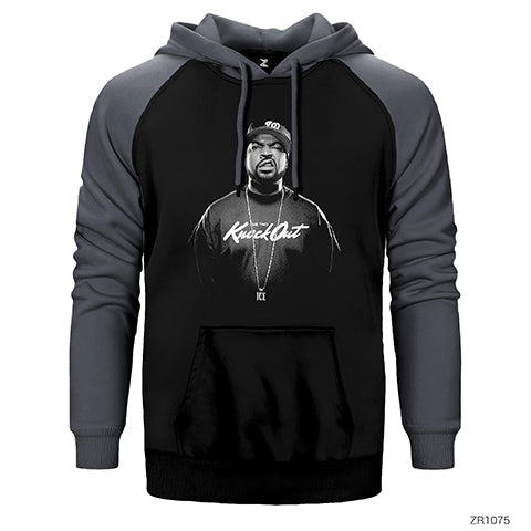 Ice Cube Knock Out Çift Renk Reglan Kol Sweatshirt / Hoodie