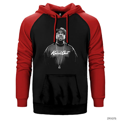 Ice Cube Knock Out Çift Renk Reglan Kol Sweatshirt / Hoodie